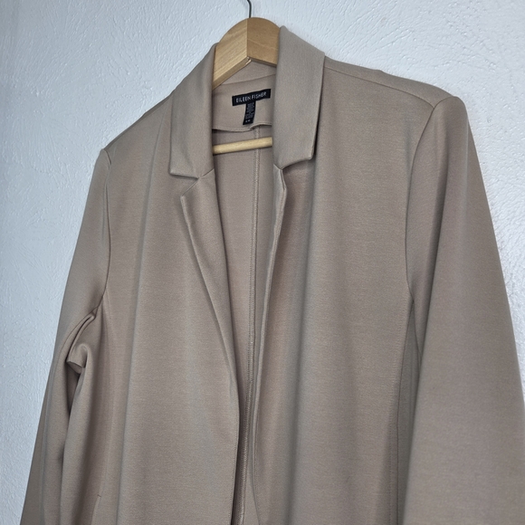 Eileen Fisher Flex Tencel Ponte Notch Collar Jacket Bramble Tan Women's Large - Picture 16 of 16